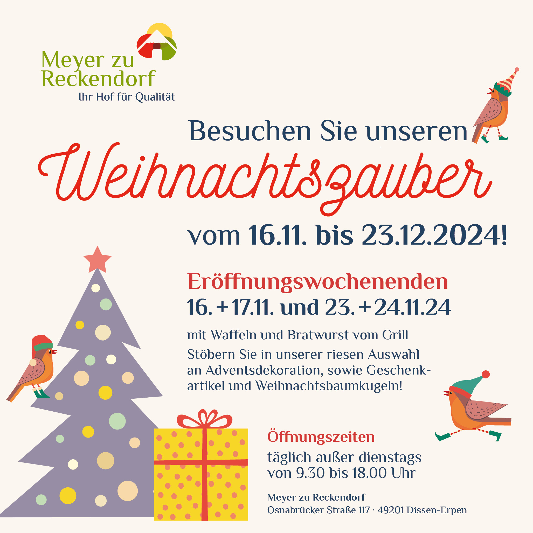 Eröffnungswochenenden Weihnachten 2024